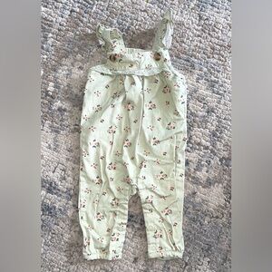 Daisy Fuentes Floral Green Overalls size 3-6 months